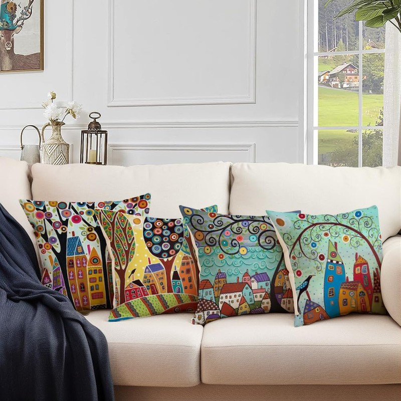 RABUSOFA Green Throw Pillow Covers 20x20 Set of 4,Spring Summer