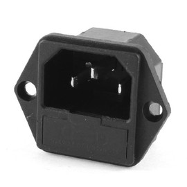sourcing map IEC 320 C14 Male Inlet Panel Socket Connector 10A 250V w Fuse Holder