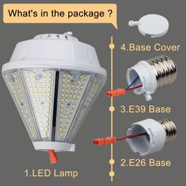 dephen 80W LED Corn Light Bulb, 10400Lm Removable E26&E39 Base Post Top Lamp, 5000K Metal Halide Replace for Porch, Wall Pack, Canopy, Warehouse, Street, Garden (UL-Listed)
