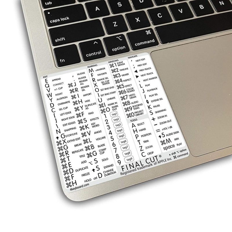 Final Cut Pro Reference Keyboard Hotkeys Decals for Mac OS