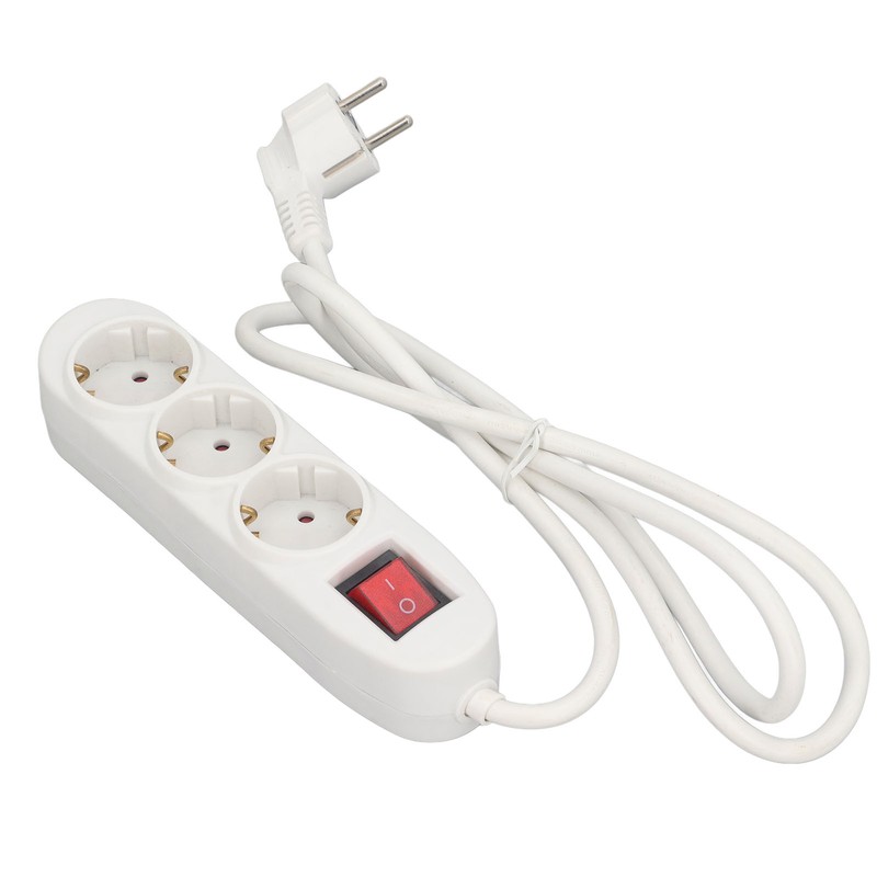 European Power Strip 3 Way ABS and Copper Multiple Outlet