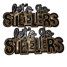 Let's Go Steelers Chenille Patch with Iron On Backing - 10.75 Inches