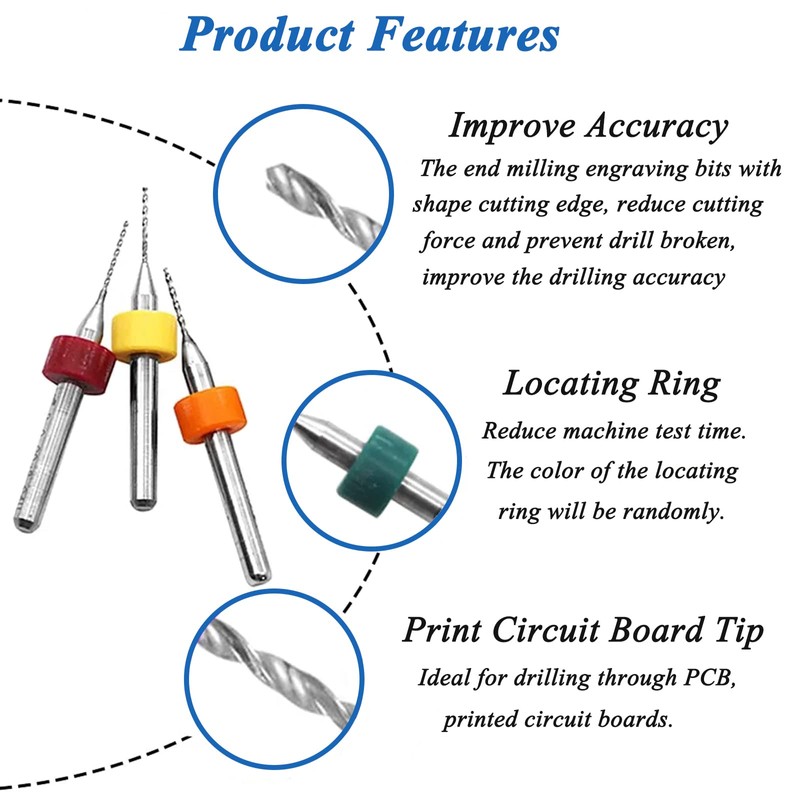 20PCS PCB Micro Drill Bits - 2 Sets 0.3mm-1.2mm Tungsten