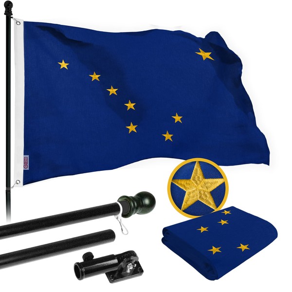 G128 Combo Pack: 5 Ft Aluminum Spinning Flagpole (Black) &