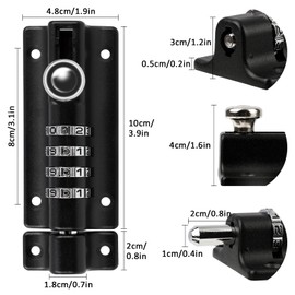 Combination Locking Bolt, ProChosen 4 Digit Sliding Lockable Padbolt Heavy Duty Sliding Lockable Padbolt Waterproof 12cm Black Stainless Steel Silded Door Latch for Wooden Gates