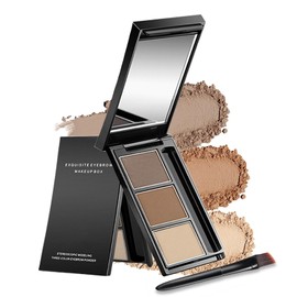 Erinde Eyebrow Powder Makeup Palette, 3 Colors Brow Powder Palette w/Brush, Dark & Light Brown Eyebrow Tinted Powder Filler to Shape Natural Eyebrows, Long-Lasting Waterproof Eyebrow Makeup Kit