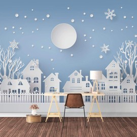 SIGNFORD Wall Mural Snow World Removable Wallpaper Wall Sticker for Bedroom Living Room - 100x144 inches