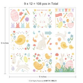 Cheerland Easter Tattoos for Kids Bunny Birthday Temporary Tattoos Easter Egg Floral Baby Chick Watercolor Spring Tea Party Favors and Decorations and Supplies (108 Pcs)