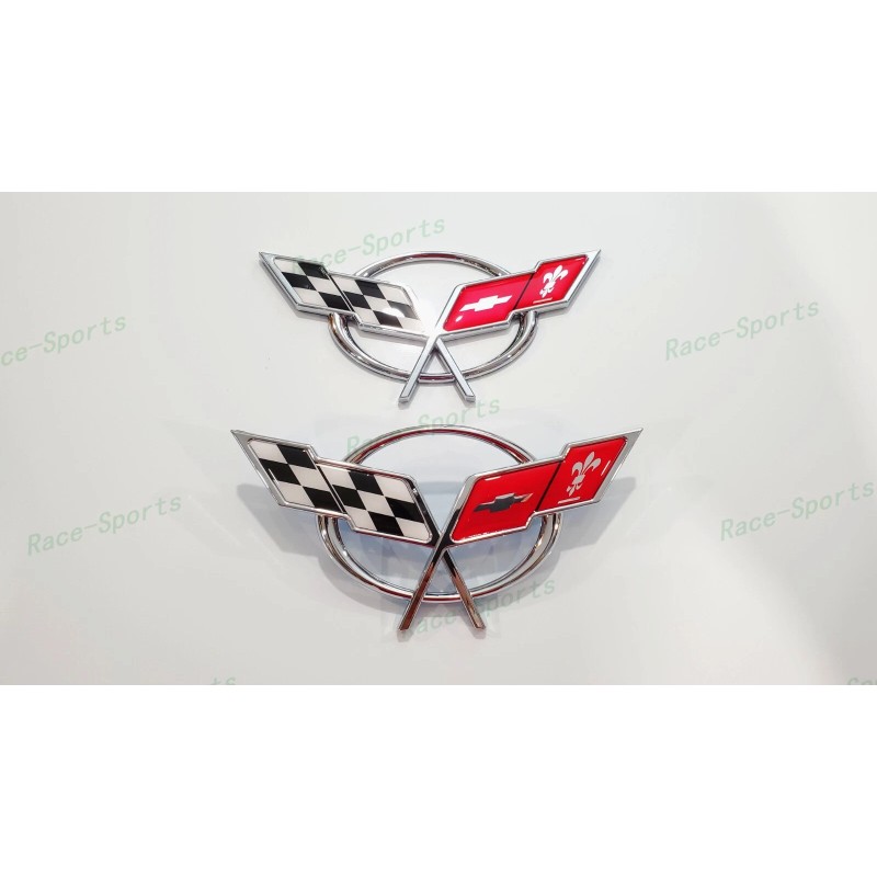 AUTO 2PCS Chrome Front Bumper Rear Deck Lid Cross Flags