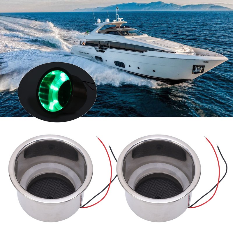 2PCS Luminous Cup Holder 304 Stainless Steel 8 LEDs Draining