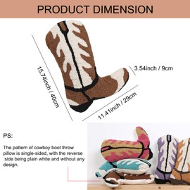 Moorfowl Cowboy Boot Throw Pillow Single-Sided Cute Novelty Accent Pillows Decorative Boot Shaped Stuffed Cushion for Bed Couch Chair Sofa