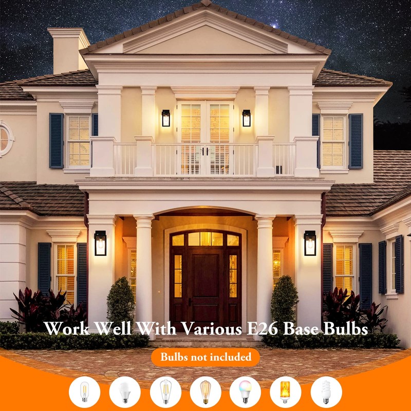 Bdrofn 2-Pack Porch Lights Outdoor Wall Lantern,Black Outdoor Wall Light