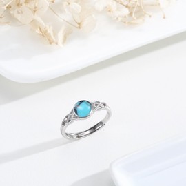 ZIPPICE Turquoise Ring 925 Sterling Silver Celtic Knot Adjustable Open Ring Birthstone Ring Engagement Ring Birthday Gifts for Women Jewellery Gifts for Women(Turquoise)