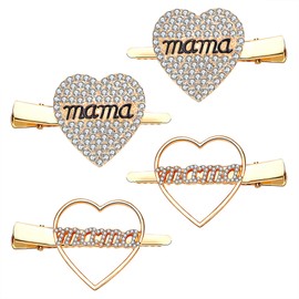 PHALIN 2 Pairs Mother’s Day Hair Clips for Women Enamel Heart Mama Hairpins Rhinestone Mama Hair Barrettes Sweet Mother’s Day Hair Accessory (Style2)