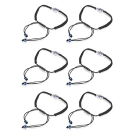 Finrezio Pack of 6 Nazar Boncuk Bracelet Hamsa Braided Bracelets Kabbalah String Bracelet Fatima Hands for Men Women, Metal