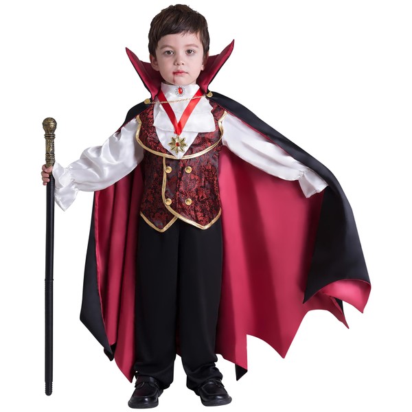 Spooktacular Creations Gothic Vampire Costume Deluxe Set for Boys, Kids Halloween Party Favors, Dress Up,Role Play and Cosplay-L(10-12yr)