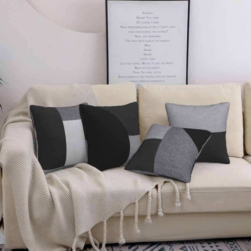 LOHDALOLF Black and Grey Cushion Covers 45x45 cm Set of