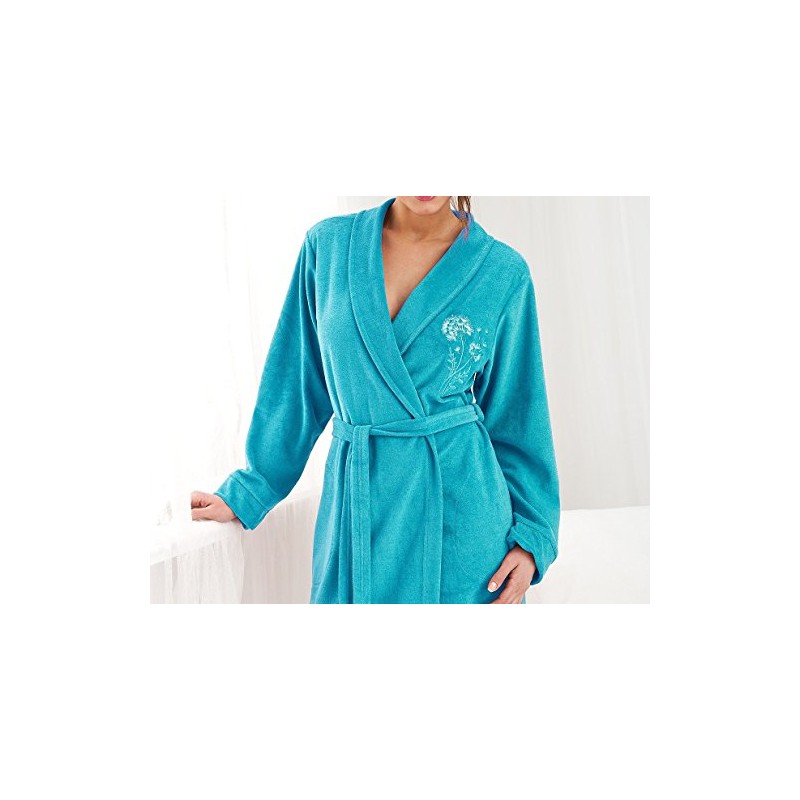 DOROTA Cuddly and modern cotton bathrobe with pockets and tie