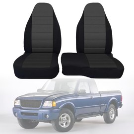 runfider 2Pcs 60/40 Cloth High Back Bench Seat Cover Black & Gray Fit for Ford Ranger XLT Front 1998 1999 2000 2001 2002 2003 (Without Console Cover)