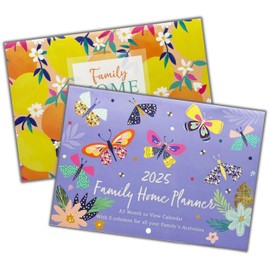 PaulStore 2025 Family Home Planner Calendar 5 Columns Size A3 - Cute Owls & Butterflies (Butterfly)