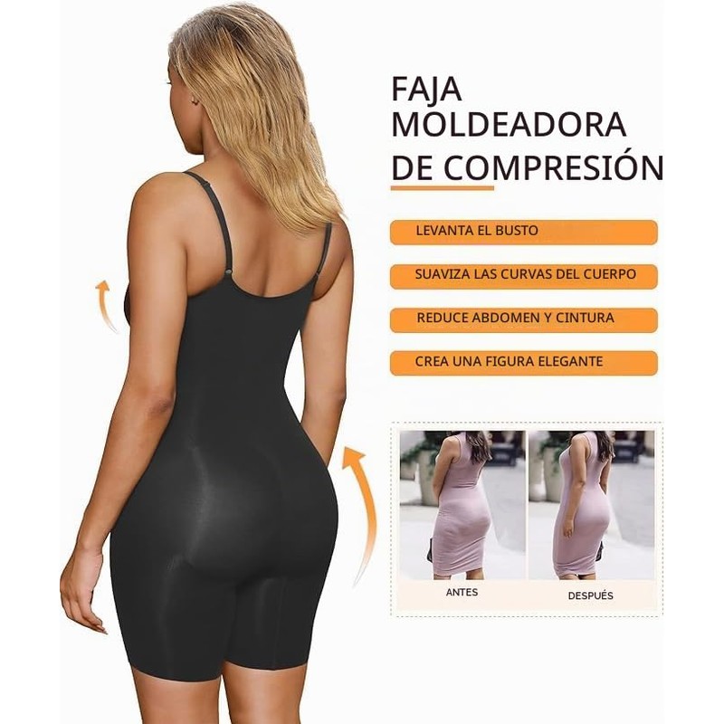 SHAPERX - Body para mujer con control de barriga, sin