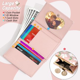 YINHEXI Women’s Wallet, Cute Small Tri-fold with RFID Blocking Wallet for Women and Girls, Floral Small Wallets Woman, Baby Pink, Artistic