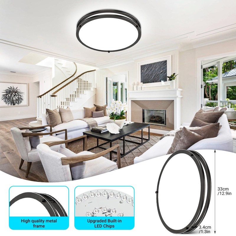 libtit LED Ceiling Lights with Remote for Bedroom Kitchen, 24W
