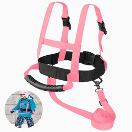 KOOTAU Kids Ski Snowboard Harness for Beginners, Adjustable Nylon Harness with Removable Leash, Pink