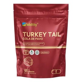 Wellthy Turkey Tail 120 Cápsulas. Hongo Cola De Pavo 1300mg                                                                                           
