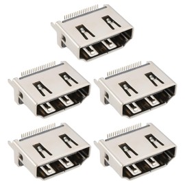 OTOTEC 5pcs HDMI Female Port 19pin 180 Degree High-Definition Socket Female Head Socket Length 10.5mm Suitable for Computers Mobile Phones MP3 Players
