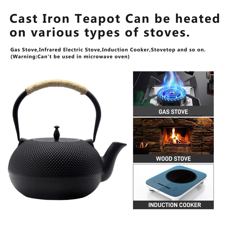 Big Cast Iron Teapot, Japanese Tetsubin Tea Kettle for Stovetop