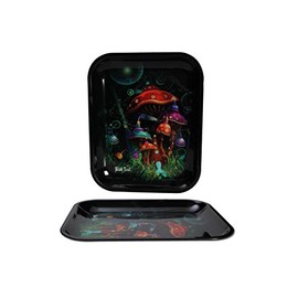 Black Leaf Metal Rolling Tray Mushroom 340 x 275 x 27 mm, Metal, Black, Medium