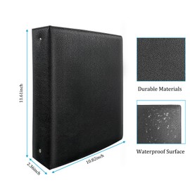 Hardback 3 Ring Binder, PU Leather Professional Notebook Portfolio Organizer, 1.5 Inch Planner Journal, Letter Size 8.5 x 11