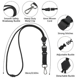Breakaway Neck Lanyards for ID Badges Adjustable Lanyard with Detachable Buckle Durable Key Lanyard for Men Women ID Card Badge Keys Card Holder-Black