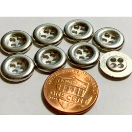 Unbranded 8 Concave Silver Tone Metal 4-hole Sew-through Buttons 12.5mm Almost 1/2" 11763