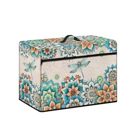 Mumeson Boho Flower Dragonfly Sewing Machine Cover, Portable Dust Protection Case, Compatible with Most Sewing Machines, Foldable