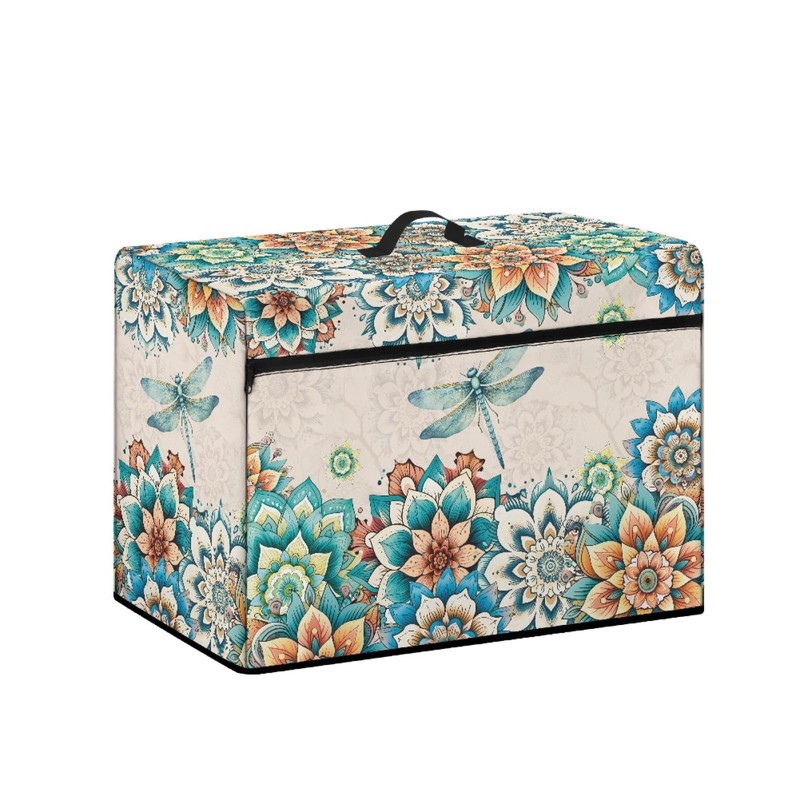 Mumeson Boho Flower Dragonfly Sewing Machine Cover, Portable Dust Protection