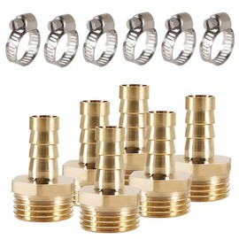 Tulov 6 Pieces 1/2 Inch Brass Hose Nozzle, 10 mm Hose Connector with Male Thread, 1/2 Inch Pipe Adapter, Hose Connector Adapter for Gas, Air and Water Pipes