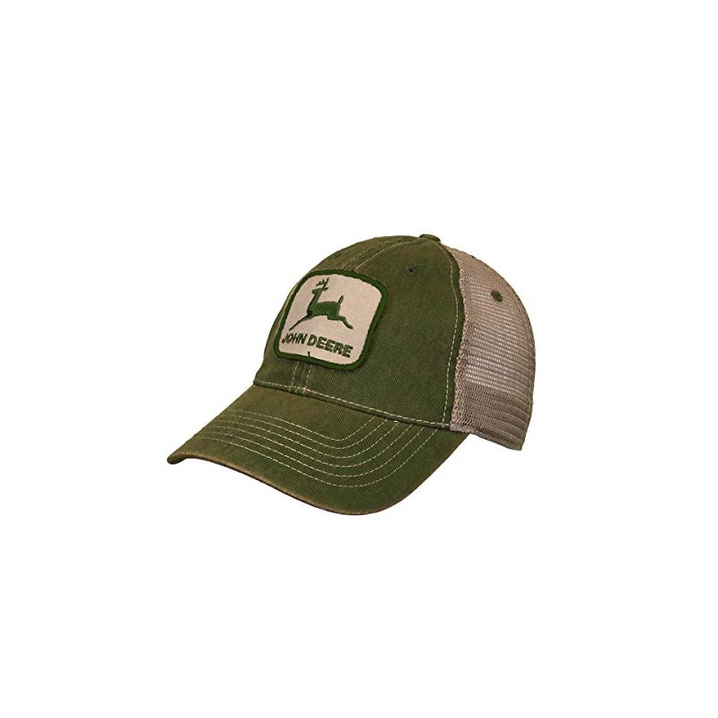 John Deere Men's Adjustable Olive and Ivory Hat with Patch