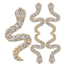 BIUDECO Snake Nail Charms Gothic Style 3D Rhinestones Metal Charm Nail Jewelry for DIY