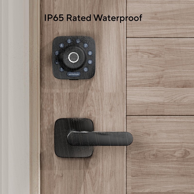 ULTRALOQ Passage Lever Door Handle, Reversible Black Front Door Handle