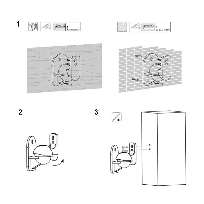 1 Pair Speaker Wall Mount Bracket ABS Plastic Holder Shelf