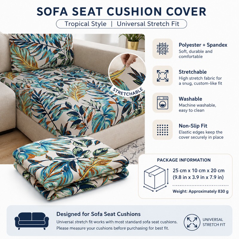 Stretch Sofa Cushion Cover for Seat Protection – Washable Non-Slip