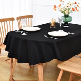 NEWISHER Black Oval Tablecloth - 133x180 cm (52x70 inch) - Heavy Duty Polyester Fabric Tablecloths, Washable Solid Table Cover for Dining, Kitchen, Home Party, Outdoor Indoor Use