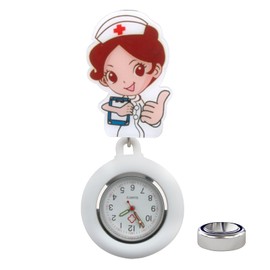 JUGCUT Nurse Watch Brooch, Digital Display Silent Electronic Luminous Watch Hanging Nurse Watch Telescopic Fob Watch Gift Watch for Women Nurse Doctor with Pin/Clip-On for Nurse Doctor Women Men