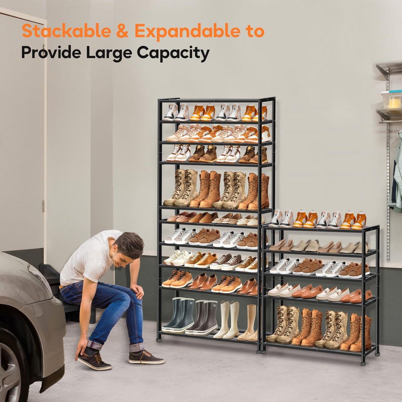 KEETDY 5-Tier Heavy Duty Shoe Rack for Garage Entryway, Stackable