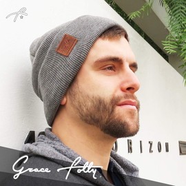 Grace Folly Fold Up Beanie - Cuffed Acrylic Hat Beanies for Women or for Men (Light Gray)