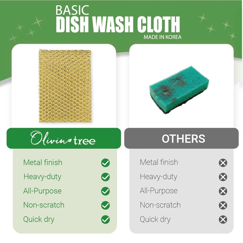 Olivia tree Rugged Glitter Dish Wash Net Heavy Duty, 2Pcs