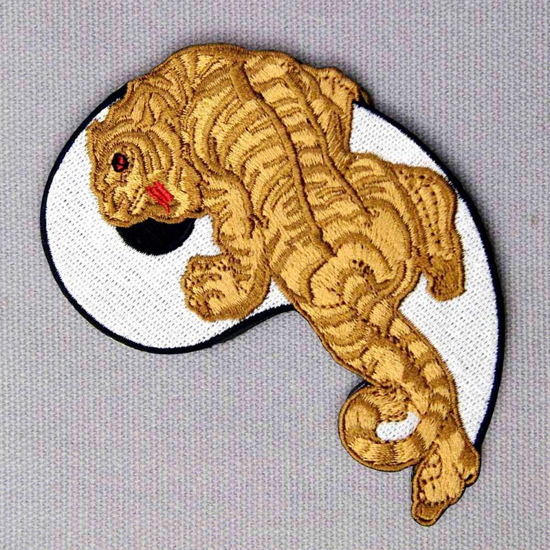 Tiger Yin Yang Taoist Embroidered Badge Iron on or Sew
