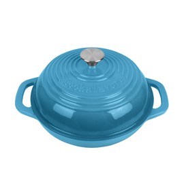 Iron Cloche Dutch Oven - Premium Enameled Cast for Bread Baking | Non-Stick Bread Pan with Lid | Perfect for Sourdough, Loaf, and Artisan Baking (Blue, 5 QT)
